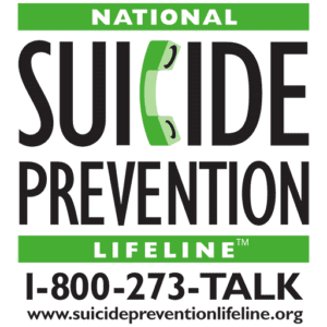 A national suicide prevention lifeline logo.
